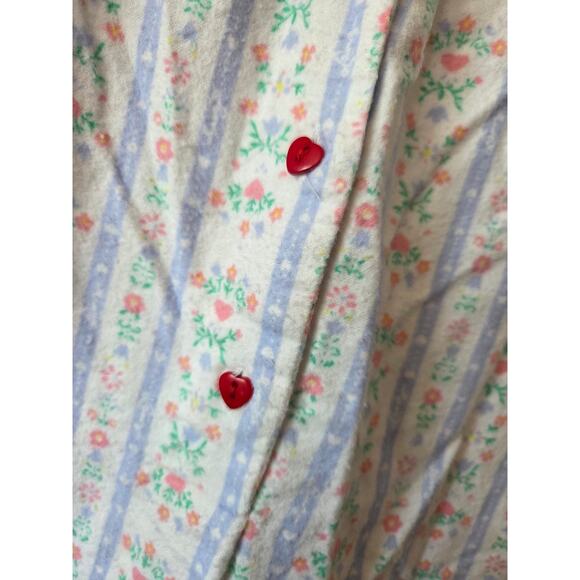 Lanz Of Salzburg Med Nightgown Dress Cotton Flannel Cottage Core Heart Button - Picture 4 of 9